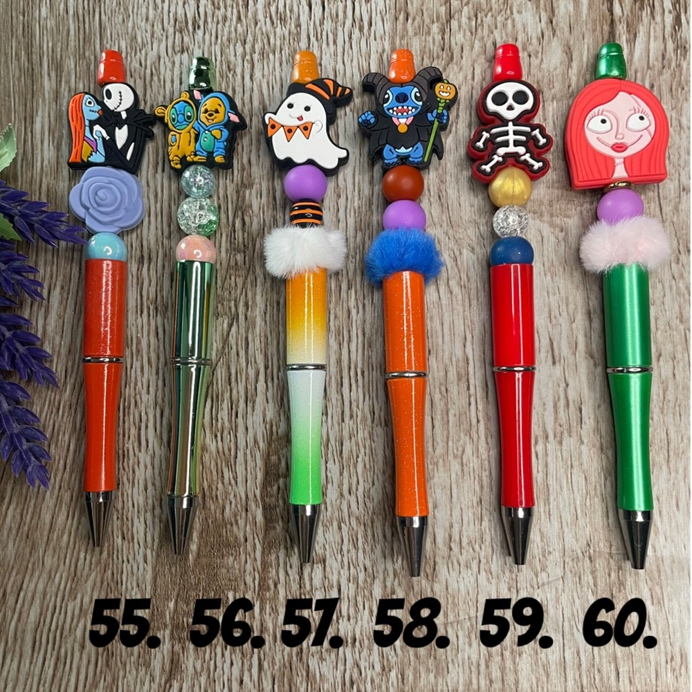 Handcrafted Halloween Stitch Pens Beaded Unique Artisan Gifts Office Accessories
